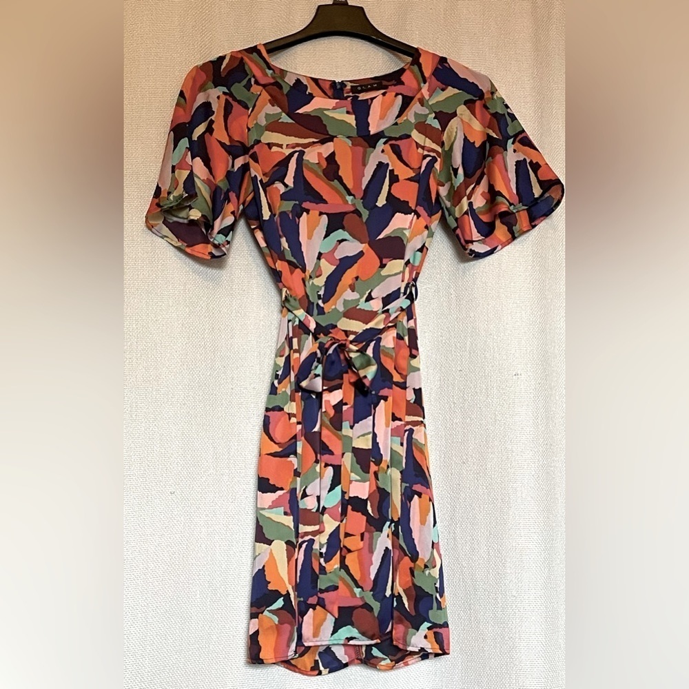 Glam bold colors, abstract pattern dress
